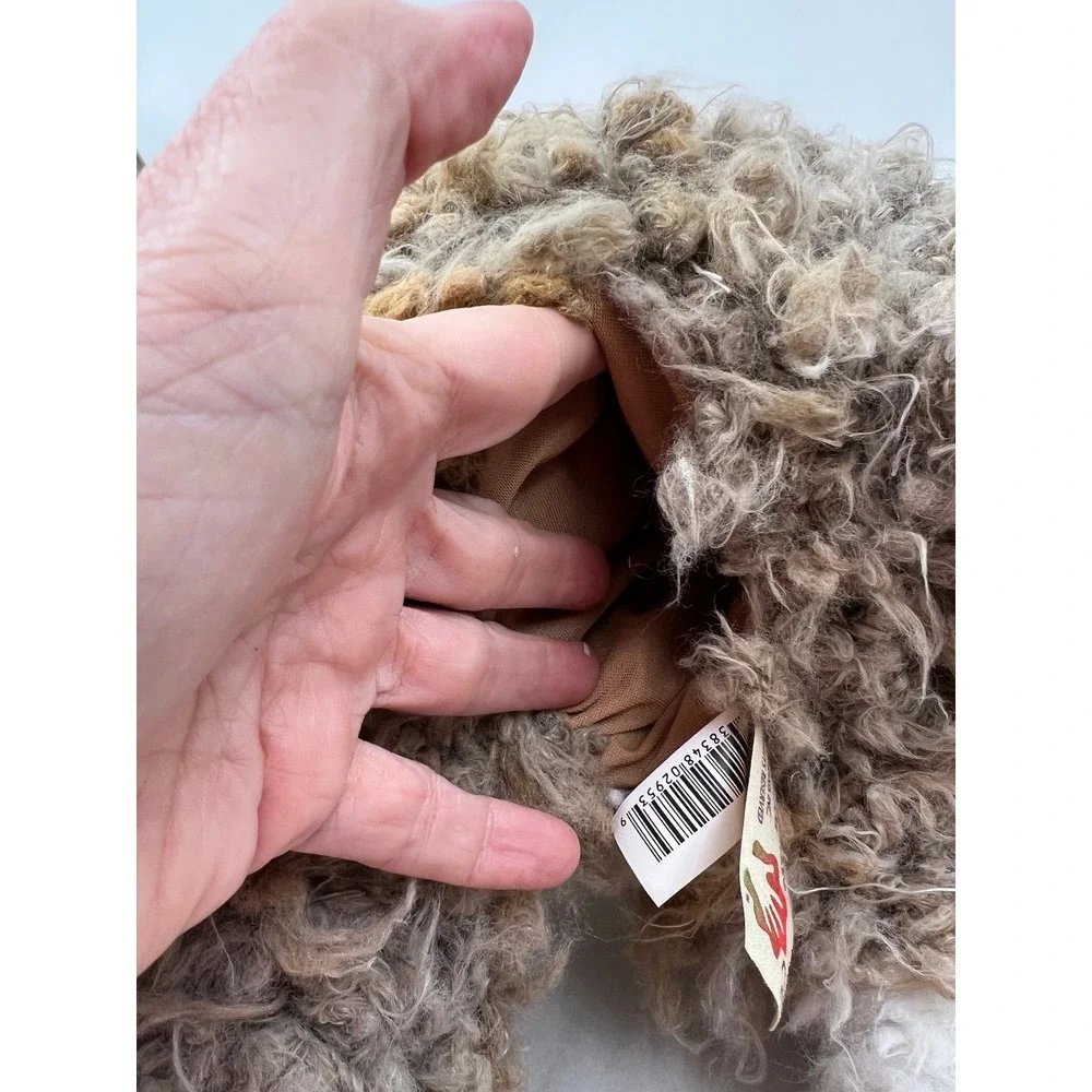 Folkmanis Alpaca Hand Puppet Plush White Brown Shaggy Faux Fur Realistic 2953